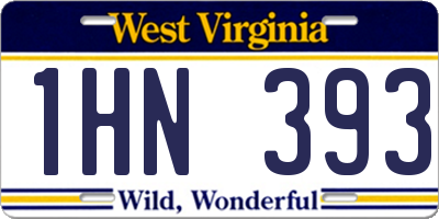 WV license plate 1HN393
