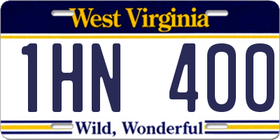 WV license plate 1HN400
