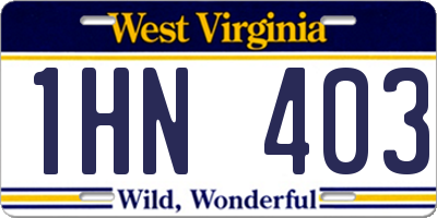 WV license plate 1HN403