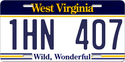 WV license plate 1HN407