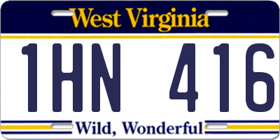 WV license plate 1HN416
