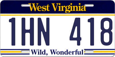 WV license plate 1HN418
