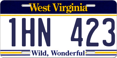 WV license plate 1HN423