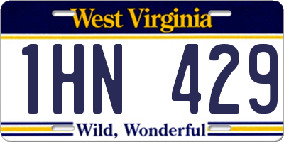 WV license plate 1HN429