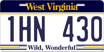 WV license plate 1HN430