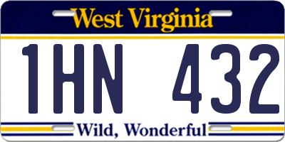 WV license plate 1HN432