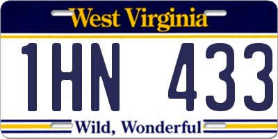 WV license plate 1HN433