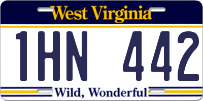 WV license plate 1HN442