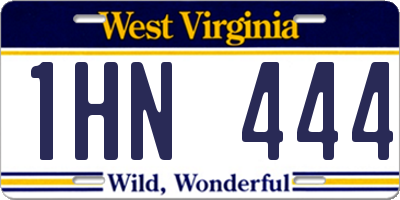 WV license plate 1HN444