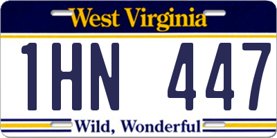 WV license plate 1HN447