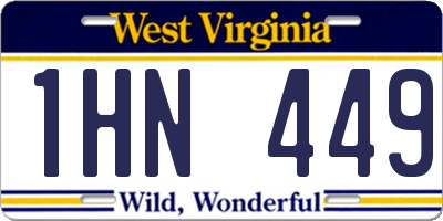 WV license plate 1HN449