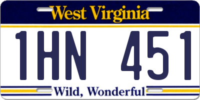 WV license plate 1HN451