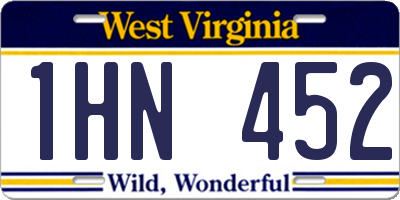 WV license plate 1HN452