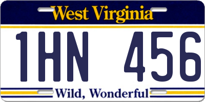 WV license plate 1HN456