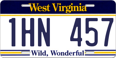 WV license plate 1HN457
