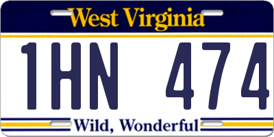 WV license plate 1HN474