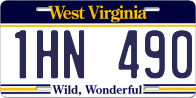 WV license plate 1HN490