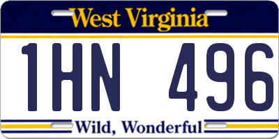 WV license plate 1HN496