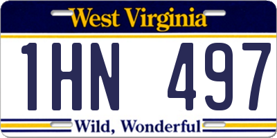 WV license plate 1HN497