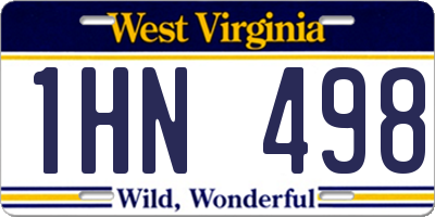 WV license plate 1HN498