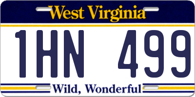 WV license plate 1HN499
