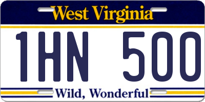 WV license plate 1HN500