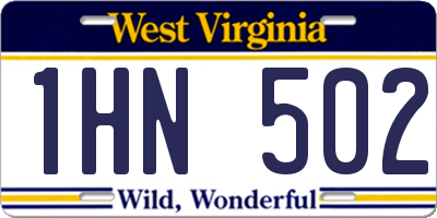 WV license plate 1HN502