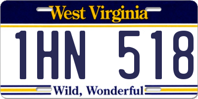 WV license plate 1HN518