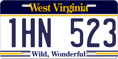 WV license plate 1HN523