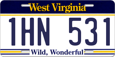 WV license plate 1HN531