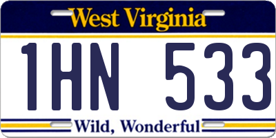 WV license plate 1HN533