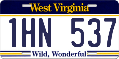 WV license plate 1HN537
