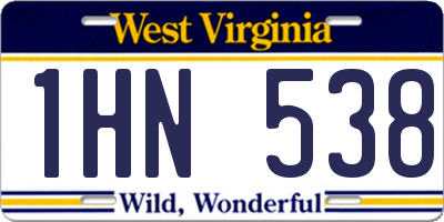 WV license plate 1HN538