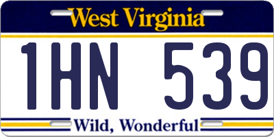 WV license plate 1HN539