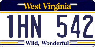 WV license plate 1HN542