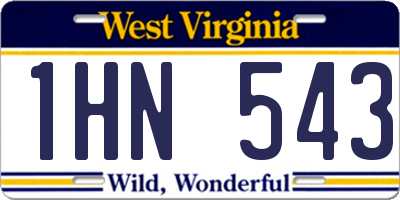 WV license plate 1HN543