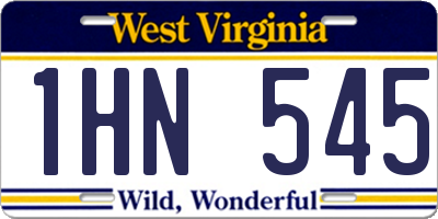 WV license plate 1HN545
