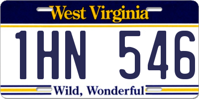 WV license plate 1HN546