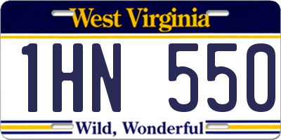 WV license plate 1HN550