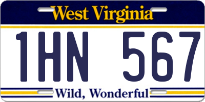 WV license plate 1HN567