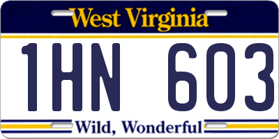 WV license plate 1HN603