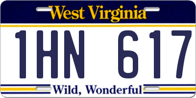 WV license plate 1HN617