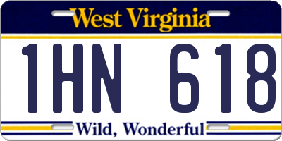 WV license plate 1HN618