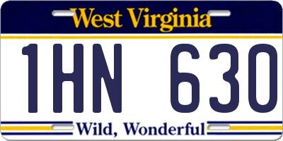 WV license plate 1HN630