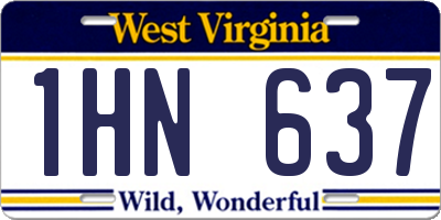 WV license plate 1HN637