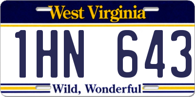 WV license plate 1HN643