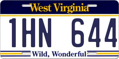 WV license plate 1HN644