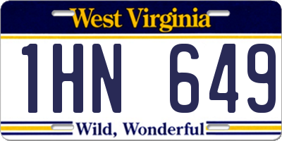 WV license plate 1HN649