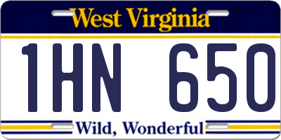 WV license plate 1HN650