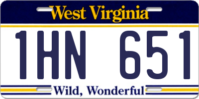 WV license plate 1HN651